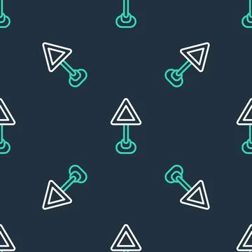 Line Triangle warning blank icon isolated seamless pattern on black background イラスト素材