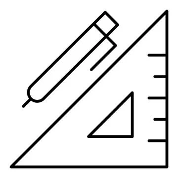 Line of the triangle on a white background. Triangle and pan. School tools. Flat イラスト素材