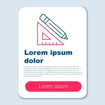 Line Triangular ruler and pencil icon isolated on grey background. Straighted Stock Illustration