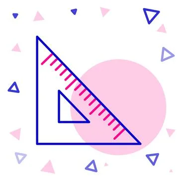 Line Triangular ruler icon isolated on white background. Straightedge symbol Illustrazione stock