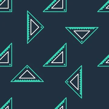 Line Triangular ruler icon isolated seamless pattern on black background Stockillustratie
