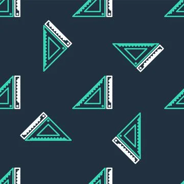 Line Triangular ruler icon isolated seamless pattern on black background Stockillustratie