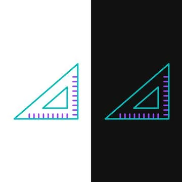 Line Triangular ruler icon isolated on white and black background. Straightedge 스톡 일러스트