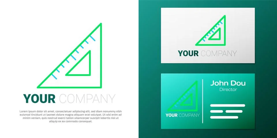 Line Triangular ruler icon isolated on white background. Straightedge symbol Stock Illustration