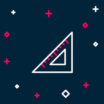 Line Triangular ruler icon isolated on blue background. Straightedge symbol Stock Illustration