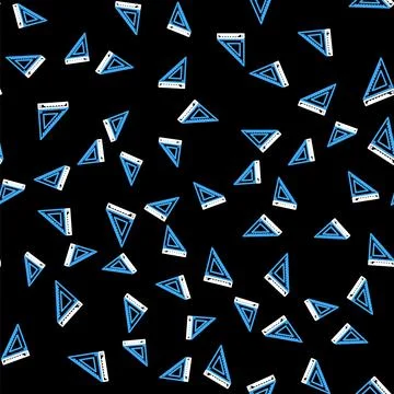Line Triangular ruler icon isolated seamless pattern on black background Stockillustratie