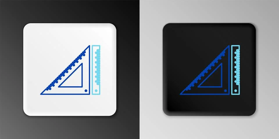 Line Triangular ruler icon isolated on grey background. Straightedge symbol.. Illustrazione stock