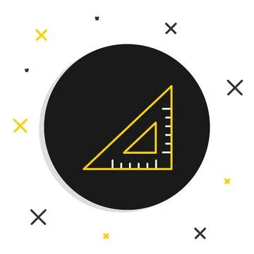 Line Triangular ruler icon isolated on white background. Straightedge symbo.. Stock Illustration