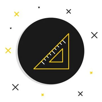 Line Triangular ruler icon isolated on white background. Straightedge symbo.. Stock Illustration