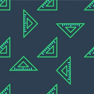 Line Triangular ruler icon isolated seamless pattern on blue background. St.. Illustrazione stock