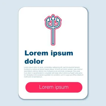 Line Trident devil icon isolated on grey background. Happy Halloween party Illustrazione stock