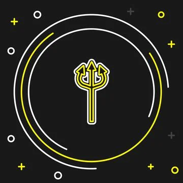 Line Trident devil icon isolated on black background. Happy Halloween party Stock Illustration