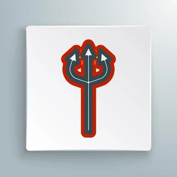Line Trident devil icon isolated on white background. Happy Halloween party Illustrazione stock