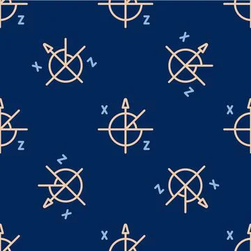 Line Trigonometric circle icon isolated seamless pattern on blue background Illustrazione stock
