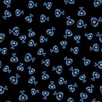 Line Trophy cup icon isolated seamless pattern on black background. Award symbol Illustrazione stock