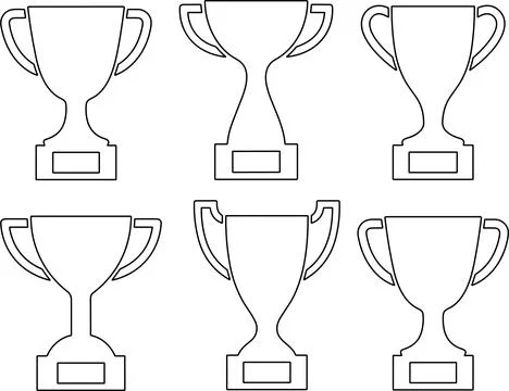 Line Trophy cup icon set. Champion trophy collection. Winner prize, champio.. Stock Illustration