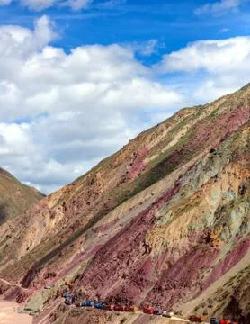 Line of Trucks in the mountains - vertical Stock Photos