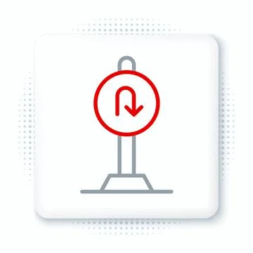 Line Turn back road icon isolated on white background. Traffic rules and safe Stock Illustration