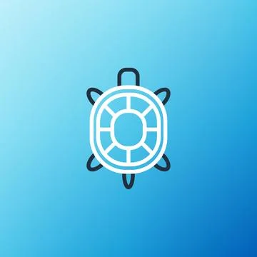 Line Turtle icon isolated on blue background. Colorful outline concept. Vector Stock Illustration
