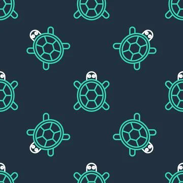 Line Turtle icon isolated seamless pattern on black background. Vector Stock Illustration