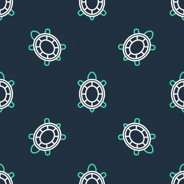 Line Turtle icon isolated seamless pattern on black background. Vector Stock Illustration