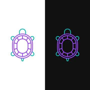 Line Turtle icon isolated on white and black background. Colorful outline Stock Illustration