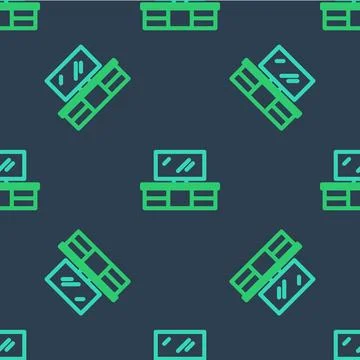 Line TV table stand icon isolated seamless pattern on blue background. Vector Stock Illustration