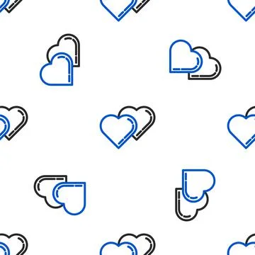 Line Two Linked Hearts icon isolated seamless pattern on white background イラスト素材