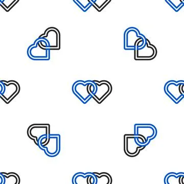 Line Two Linked Hearts icon isolated seamless pattern on white background イラスト素材
