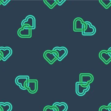 Line Two Linked Hearts icon isolated seamless pattern on blue background イラスト素材