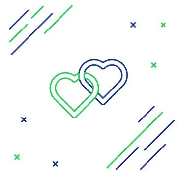 Line Two Linked Hearts icon isolated on white background. Romantic symbol linked Stock Illustration