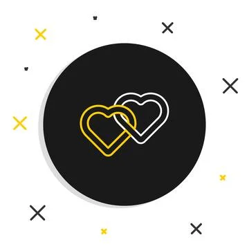 Line Two Linked Hearts icon isolated on white background. Romantic symbol l.. Stock Illustration
