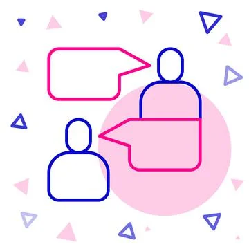 Line Two sitting men talking icon isolated on white background. Speech bubble 스톡 일러스트