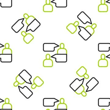 Line Two sitting men talking icon isolated seamless pattern on white background Stock Illustration