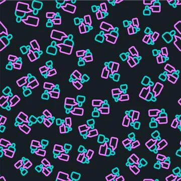 Line Two sitting men talking icon isolated seamless pattern on black background Illustrazione stock