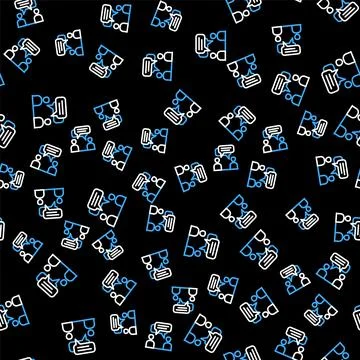 Line Two sitting men talking icon isolated seamless pattern on black background Illustrazione stock