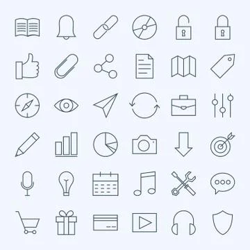 Line Universal Web and Mobile User Interface Icons Set Stock Illustration