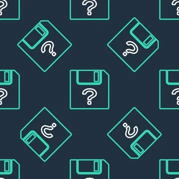 Line Unknown document icon isolated seamless pattern on black background. File Illustrazione stock