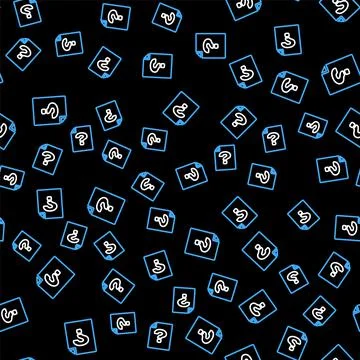 Line Unknown document icon isolated seamless pattern on black background. File 스톡 일러스트