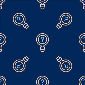Line Unknown search icon isolated seamless pattern on blue background Stock Illustration