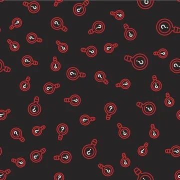 Line Unknown search icon isolated seamless pattern on black background Illustrazione stock