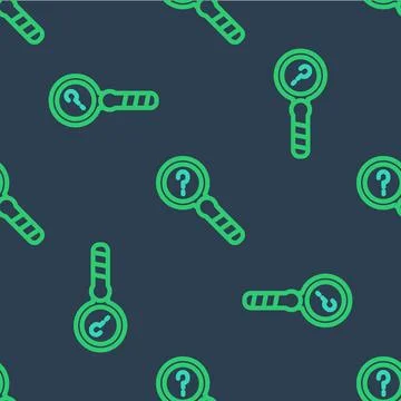 Line Unknown search icon isolated seamless pattern on blue background. Magn.. Stock Illustration