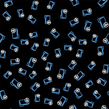 Line Upload file icon isolated seamless pattern on black background. File Stock Illustration