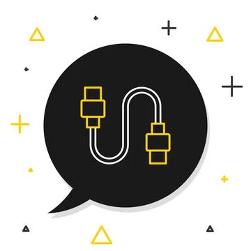 Line USB cable cord icon isolated on white background. Connectors and sockets Stock Illustration