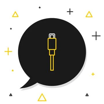 Line USB cable cord icon isolated on white background. Connectors and sockets Stock Illustration