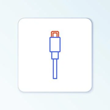 Line USB cable cord icon isolated on white background. Connectors and sockets Illustrazione stock