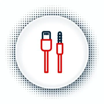 Line USB cable cord icon isolated on white background. Connectors and sockets Illustrazione stock