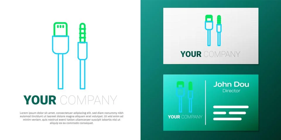 Line USB cable cord icon isolated on white background. Connectors and sockets Stock Illustration