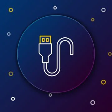 Line USB cable cord icon isolated on blue background. Connectors and sockets for Stock Illustration