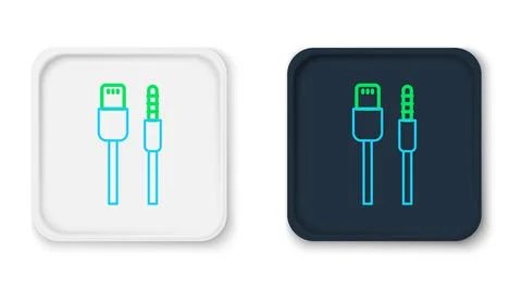 Line USB cable cord icon isolated on white background. Connectors and sockets Illustrazione stock